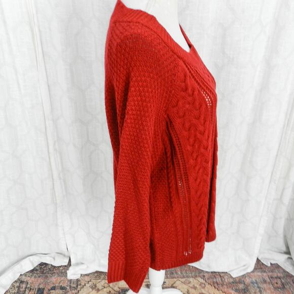 Lovers + Friends So Good Cable Knit Sweater Size S Red Pullover Jumper Chunky - Picture 4 of 9